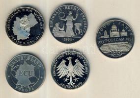 Németország 5 db klf modern fém emlékérem T:PP
