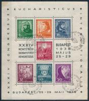 1938 Eucharisztikus blokk alkalmi bélyegzéssel (9.000) (törések, rozsdafolt / folds, stain)