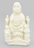 Guanyin gyermekekkel. Dehua porcelán, cca 18-19. sz, Kína, jelzés nélkül, restaurált, m: 20 cm