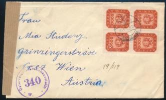 1946.06.21. Cenzúrázott levél 10 x 5000 milpengős + 10 x 3000 milpengős bérmentesítéssel AKA - Bécs