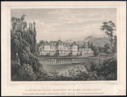 1853 Ludwig Rohbock (1820-1883) - L. Thümling: A fejéregyházi kastély és park Erdélyben, acélmetszet, 15×19 cm