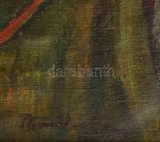 Olvashatatlan jelzéssel: Vándorok. Olaj, vászon, 67x52,5 cm. Dekoratív fakeretben