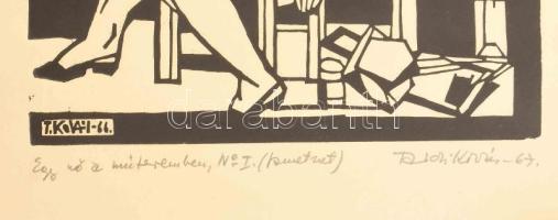Tardi Kovács Sándor (1938-2013): Egy nő a műteremben, No. I., 1966-67. Fametszet, papír, jelzett, 29...