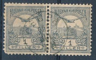 1900 Turul 1f pár, a jobb oldali bélyeg FILLÉR szavában pontos i betű