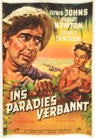 Ins Paradies verbrannt, Glynis Johns, Robert Newton, stb. filmplakát, papírra felkasírozva, restaurált, 84×59 cm