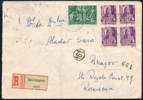 1944 Ajánlott levél Hadvezérek 4 x 24f + Karácsony 4f bérmentesítéssel SEPSISZENTGYÖRGY - Brassó