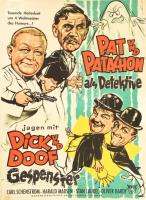 Pat und Patachon als Detektive, jagen mit Dick und Doof filmplakát, restaurált, vászonra kasírozva, 84×59 cm