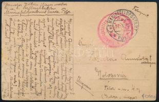 1916 Tábori posta képeslap piros K.u.k. Schulflugstation Cosada Kolozsvárra küldve
