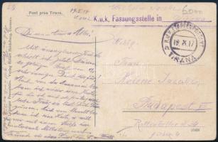 1917 Tábori posta levelezőlap K.u.K. Fassungsstelle in Tirana , K.u.K. ETAPPENPOSTAMT / TIRANA