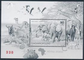 1997 Földrészek állatai (I.) - Afrika feketenyomat blokk piros 330 sorszámmal (100.000)