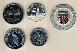 Németország 5 db modern fém emlékérem T:PP,BU,1,2