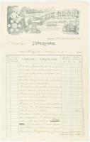 1905 Bp., Feiks Ödön Elektrotechnikai Vállalatának díszes fejléces számlája a IX. kerület Ferencz-körút 6. sz. alatt épülő ház elektromos munkái, özv. Haffner Józsefné részére.