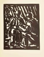 1975 Andruskó Károly (1915-2008): 6 grafika, linómetszet, papír, jelzett a dúcon, tűzött papírmappáb...