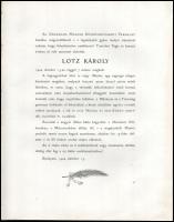 Lotz Károly meghalt 1904. október 13-án. Bp., 1905, Franklin, 48+8 p. Kiadói papírkötés, javított ge...