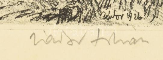 Zádor István (1882-1963): Gémeskút. Rézkarc, papír, jelzett, lapszéli apró foltokkal, kartonra kasír...