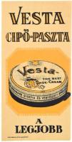 cca 1927 Vesta cipőpaszta számolócédula, hátoldalán datált jegyzékkel