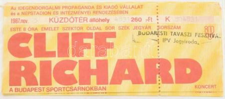 1987 Cliff Richard a Budapest Sportcsarnokban, 3 db koncertjegy