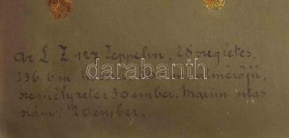 cca 1930 Zeppelin LZ 127 Graf Zeppelin fotólap, kartonra ragasztva, hátoldalán régi magyar ny. feliu...