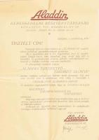 cca 1930-35 Aladdin lámpa, illusztrált reklám prospektus, beragasztott megrendelőlappal, hajtásnyomo...