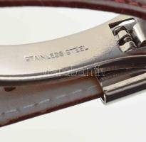 Longines karóra, mechanikus, működik, bőr szíjjal, karcos számlap