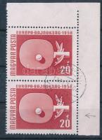 1958 Sport (III.) 20f pár az alsó bélyegen az értékjelzés f betűjén fehér folt lemezhiba