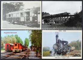 90 db MODERN magyar kisvasúti képeslap (Kemencei Múzeumvasút, Lillafüredi kisvasút, Pálházi kisvasút, MÁV Hegyközi kisvasút, Nagybörzsönyi kisvasút)