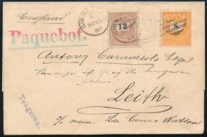 1898 Szép és ritka Peterdi levél 8kr + 12kr bérmentesítéssel GIBRALTAR Angliába küldve RR!