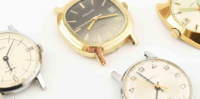 6 darab orosz mechanikus karóra, Pobeda, Poljot, Raketa, szíj nélkül, működnek, karcokkal