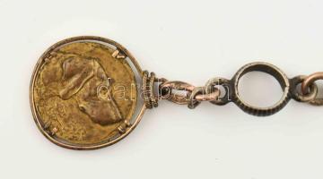 Ezüst(Ag) érmés kulcstartó, érmével, jelzés nélkül, h: 7,5 cm