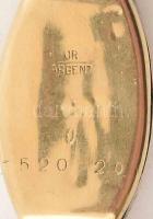 Aranyozott ezüst (Ag) óra, jelzett, mechanikus, működik, 3×18 cm, h: 17 cm, bruttó: 12 g