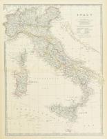 cca 1883 Italy by Keith Johnston, Edinburgh & London, W & A.k. Johnston, 42x32 cm