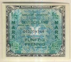 Németország szövetségi megszállás alatt 1944. 1/2M USA-nyomat kilencjegyű sorszámmal T:I