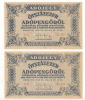 1946. 500.000AP (2x) vízjeles papíron, közeli sorszámmal "B 32 25.125" és B 32 25.133" T:VF,F