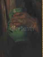 Horváth G. Andor (1876-1966): Pipázó portréja. Olaj, karton, jelezve balra fent. Dekoratív, kissé sé...