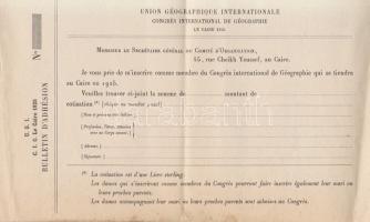 Congres International de Géographie (Le Caire 1925): Livret du congressiste.

[Kairó] Le Caire, 19...