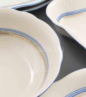 Zsolnay kékcsíkos 38 darabos étkészlet. Jelzett, kopással, néhány darabon sérüléssel