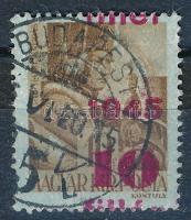 1945 Kisegítő bélyegek (IV.) 10f/10f eltolódott felülnyomás, fillér szó 2 x