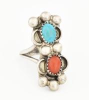 Zuni ezüst(Ag) gyűrű, jelzés nélkül, méret: 45, bruttó: 6,7 g