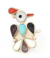 Zuni ezüst(Ag) gyűrű, jelzés nélkül, méret: 50, bruttó: 4,6 g