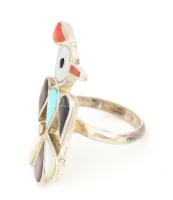 Zuni ezüst(Ag) gyűrű, jelzés nélkül, méret: 50, bruttó: 4,6 g