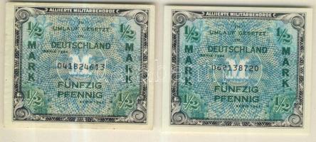 Németország szövetségi megszállás alatt 1944. 1/2M (2x) USA-nyomat kilencjegyű sorszámmal T:II
