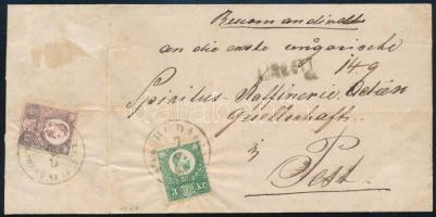 1873 Ajánlott komplett levél Réznyomat 3kr + 5kr bérmentesítéssel BUDAPEST / 2 K. LEV. GYÜJDE (Gudlin 700 p)