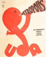 1927 Metropolis német némafilm reklámplakátja, Fritz Lang filmje, restaurált, vászonra kasírozva, 127×94 cm