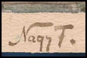 Nagy Ferenc (1892-1970): Gyerektársaság kutyával. Akvarell, papír, jelezve jobbra lent, 20×32 cm