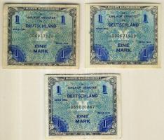 Németország szövetségi megszállás alatt 1944. 1M (3x) USA-nyomat kilencjegyű sorszámmal T:II,III