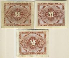 Németország szövetségi megszállás alatt 1944. 1M (3x) USA-nyomat kilencjegyű sorszámmal T:II,III