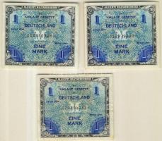 Németország szövetségi megszállás alatt 1944. 1M (3x) USA-nyomat kilencjegyű sorszámmal T:II,III