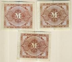 Németország szövetségi megszállás alatt 1944. 1M (3x) USA-nyomat kilencjegyű sorszámmal T:II,III