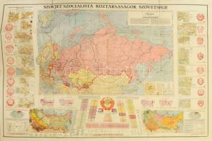 1951 A Szovjetunió térképe, Bp., Művelt Nép, szakadt, kissé sérült 108x158 cm