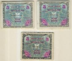 Németország szövetségi megszállás alatt 1944. 5M (3x) szovjet nyomat nyolcjegyű sorszámmal T:III